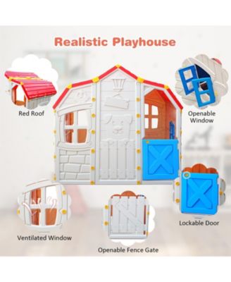 Cottage Kids Playhouse with Openable Windows and Working Door
