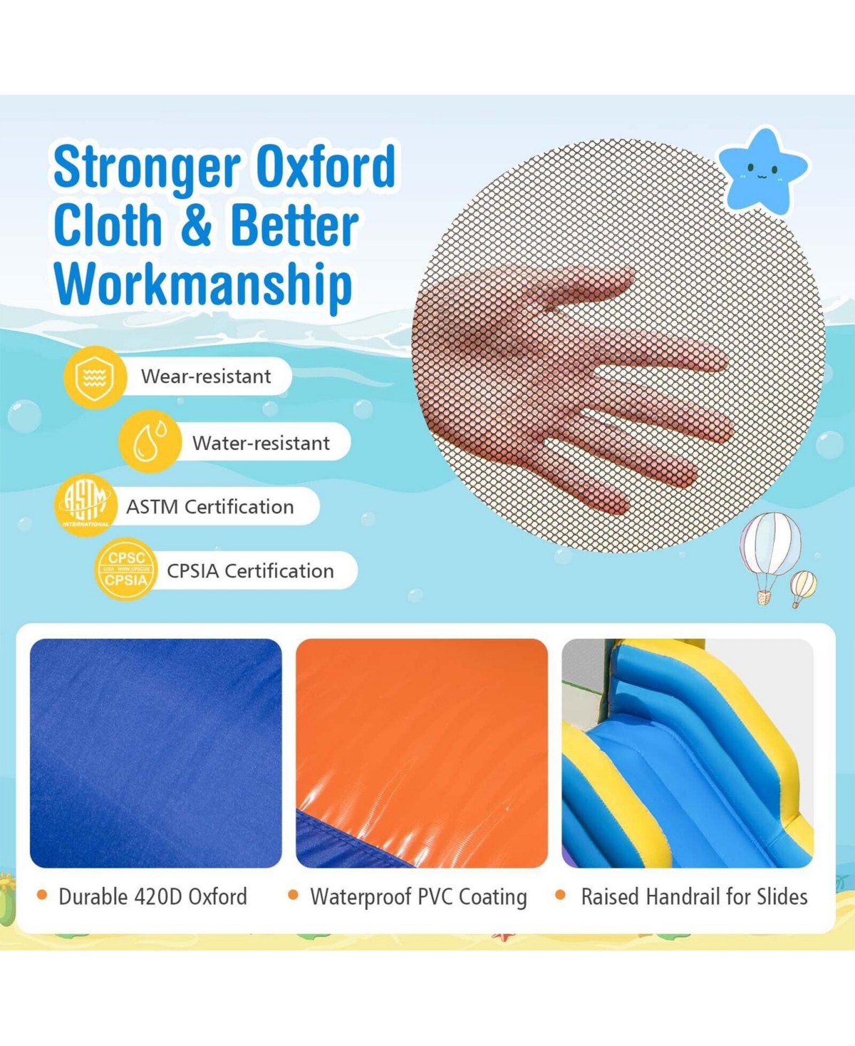 Sugift Inflatable Ocean-Themed Bounce House with 680W Blower and 2 Pools.