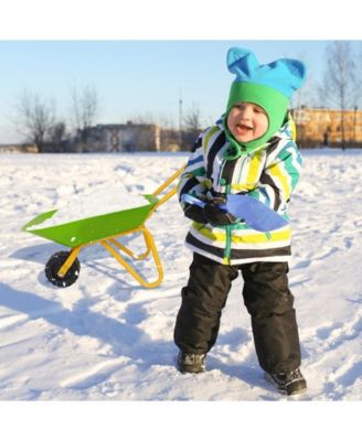 Outdoor Garden Backyard Play Toy Kids Metal Wheelbarrow-Light Green