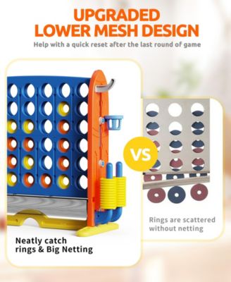 Giant 4-in-A Row Game Set for Kids and Adults with Basketball Hoop