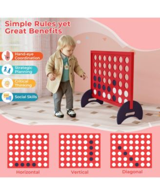 Wooden 4-In-a-row Game Set With 42 PCS Chips And 600D Oxford Fabric Carrying Bag