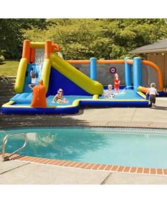 Giant Soccer Themed Inflatable Water Slide Bouncer with Splash Pool without Blower
