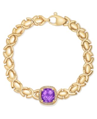 Citrine (3-3/8 ct. t.w.) & White Topaz (1/3 ct. t.w.) XOXO Link Bracelet in 14k Gold-Plated Sterling Silver