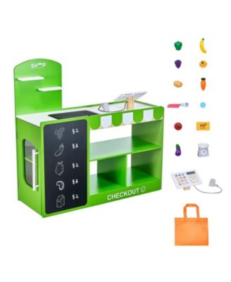 Wooden Pretend Play Grocery Store Toy Set with Accessories for Kids