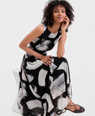 Women's Sleeveless Printed Mesh Dress