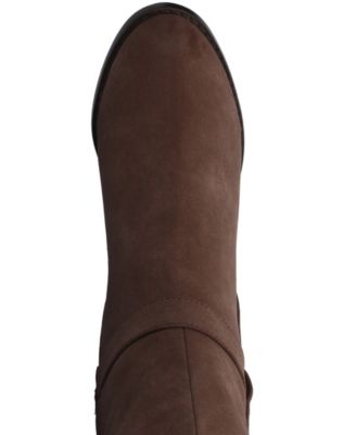 Journee Womens Alyza Buckle Detail Over-the-Knee Inside Zipper Almond Toe Comfort Sherpa Boots