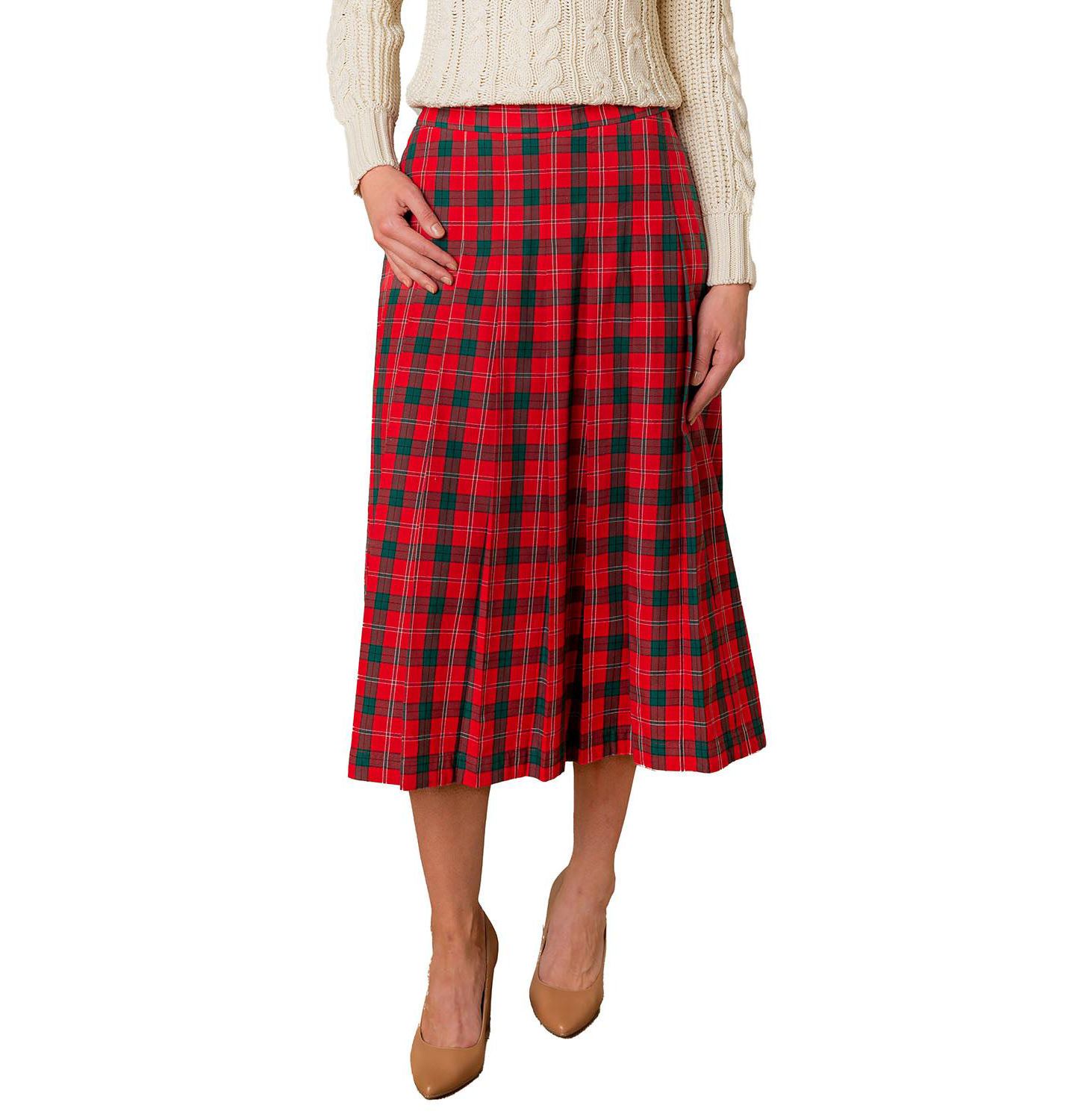 Женская юбка Hope & Henry Organic Pleated Midi, цвет: Клетчатый — фото 1