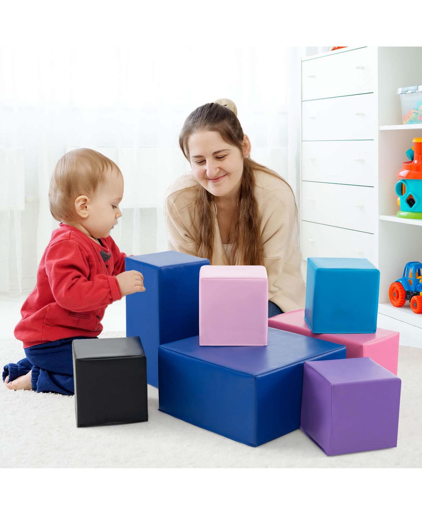 Детские конструкторы Costway Soft Foam Climbing Building Blocks, HCST02393, 7-Piece, Ages 1+, цвет: Assorted Pre-Pack — фото 2