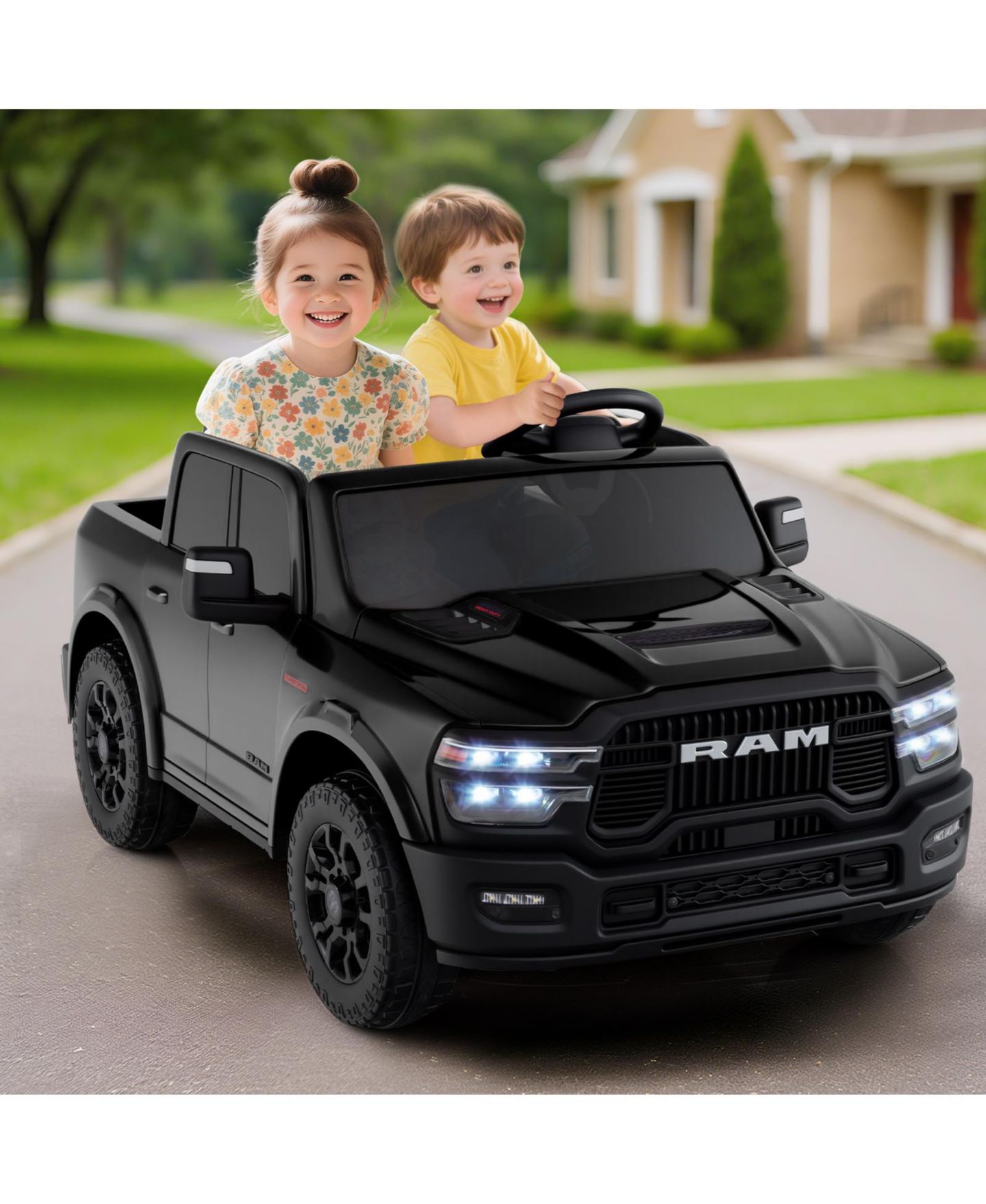 Детская игрушка Gymax Ram 2500 Rebel 2-Seater Remote Control Ride-On Truck, 110 lbs, Ages 3-7 Years, цвет: Чёрный — фото 2