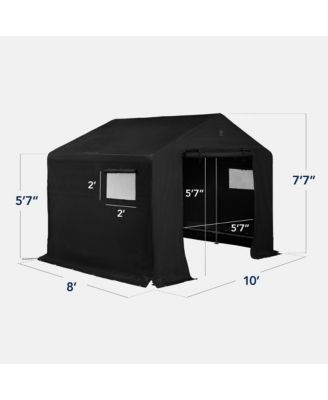 10x8ft Outdoor Fabric Storage Shed, Steel Frame, Dual Zipper Doors, Window