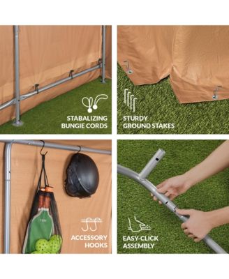 10x8ft Outdoor Fabric Storage Shed, Steel Frame, Dual Zipper Doors, Window