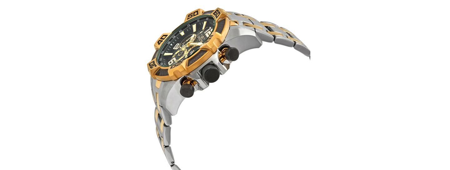 Мужские часы Invicta 25856 Pro Diver Quartz Chronograph Black Dial, цвет: Золотой — фото 2