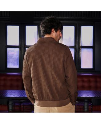 Men's Chocolate Brown Zip-Front Crease-Tactile Jacket