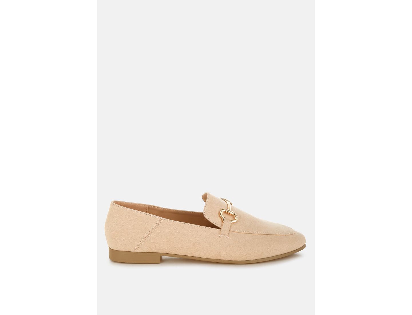 Женские туфли London Rag Noltas Horsebit Embellished Flat, цвет: Бежевая искусственная кожа — фото 2