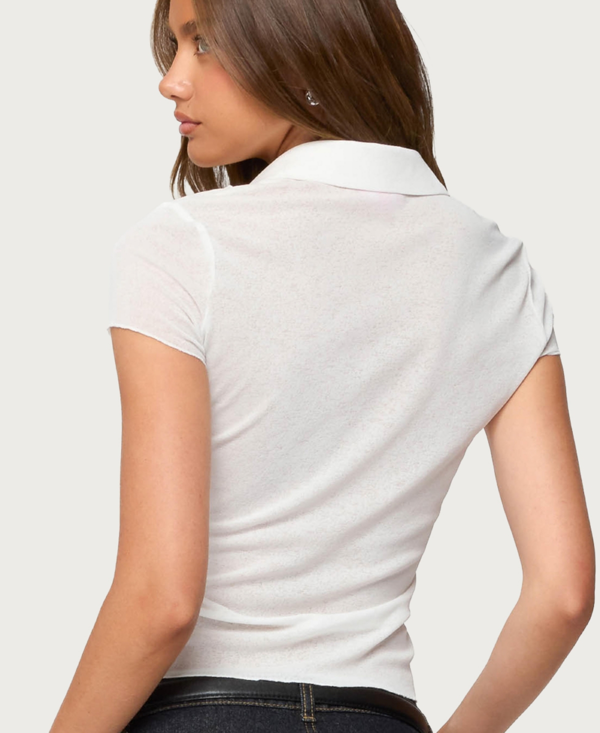 Edikted Women's Geena Semi Sheer Button Up Shirt