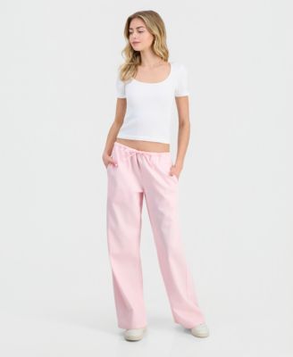 Juniors' Drawstring-Waist Wide-Leg Jeans