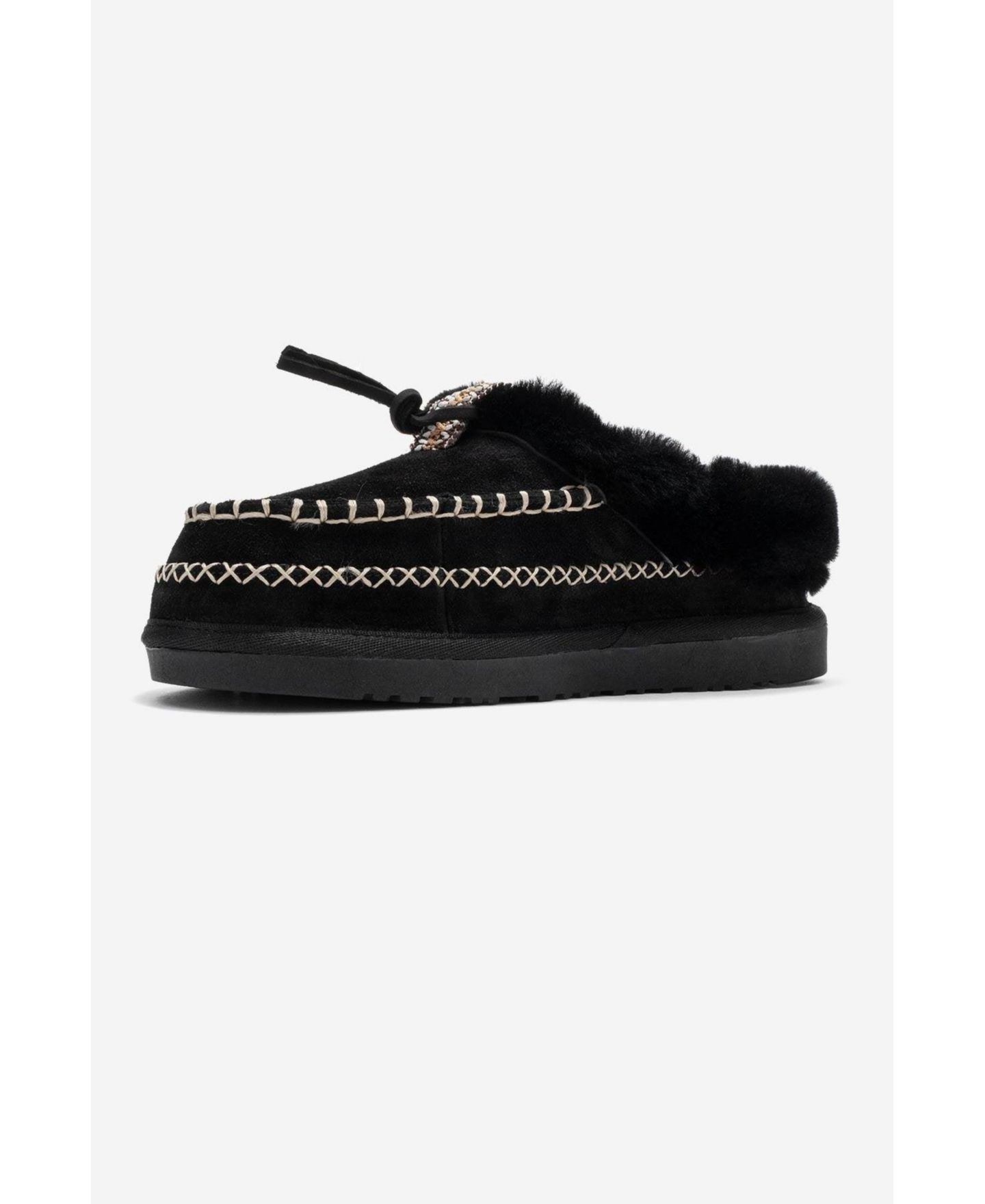 Женские тапочки Forever & Always Shoes Noriel Leather Moccasin Slippers (Women), цвет: Чёрный замшевый кожаный — фото 4