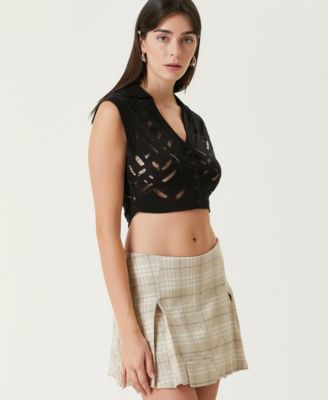 Women's Cropped Ripped Knit Top