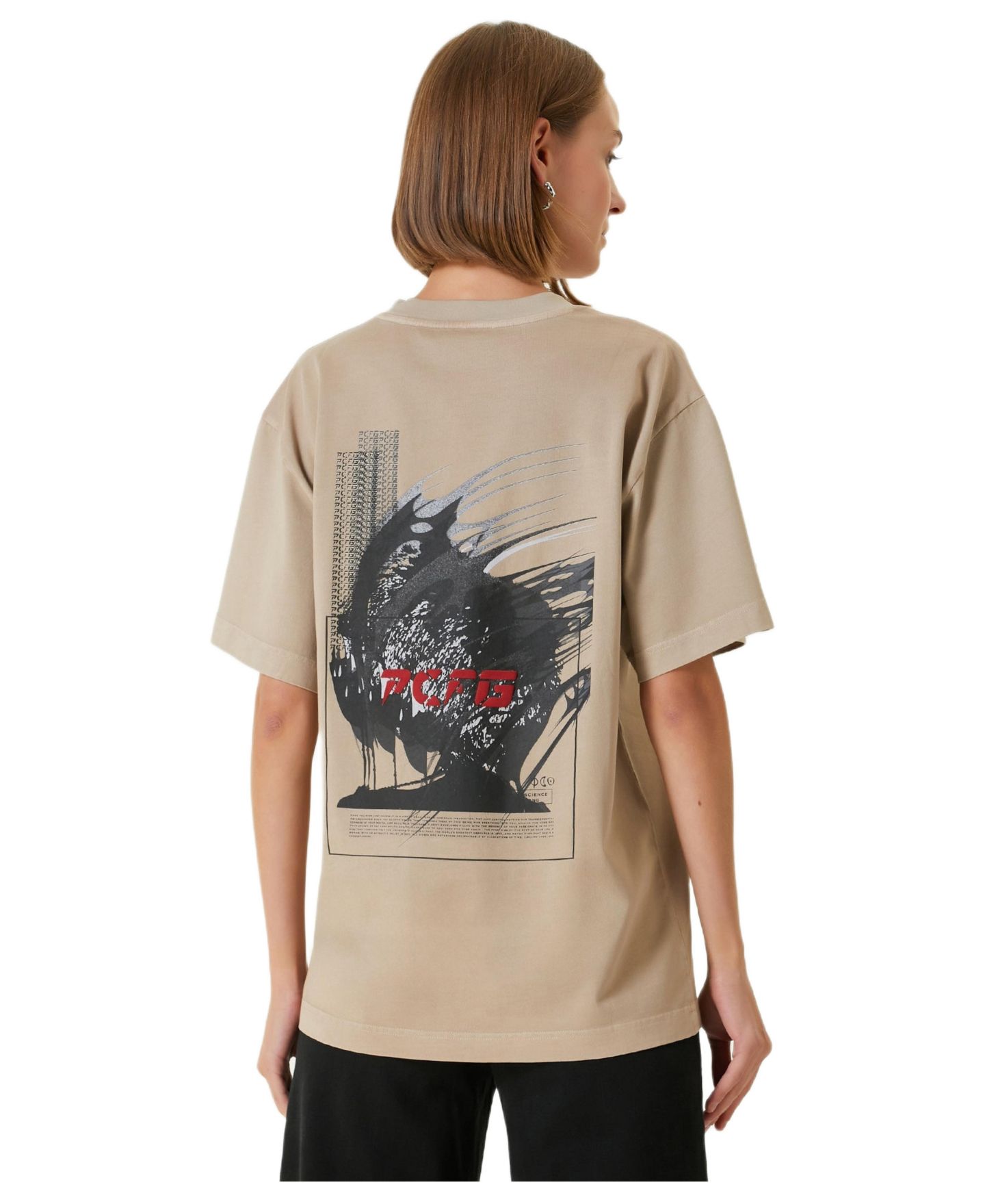 Женская футболка PCFG Pure Cotton Your Itch Printed, цвет: Бежевый — фото 3