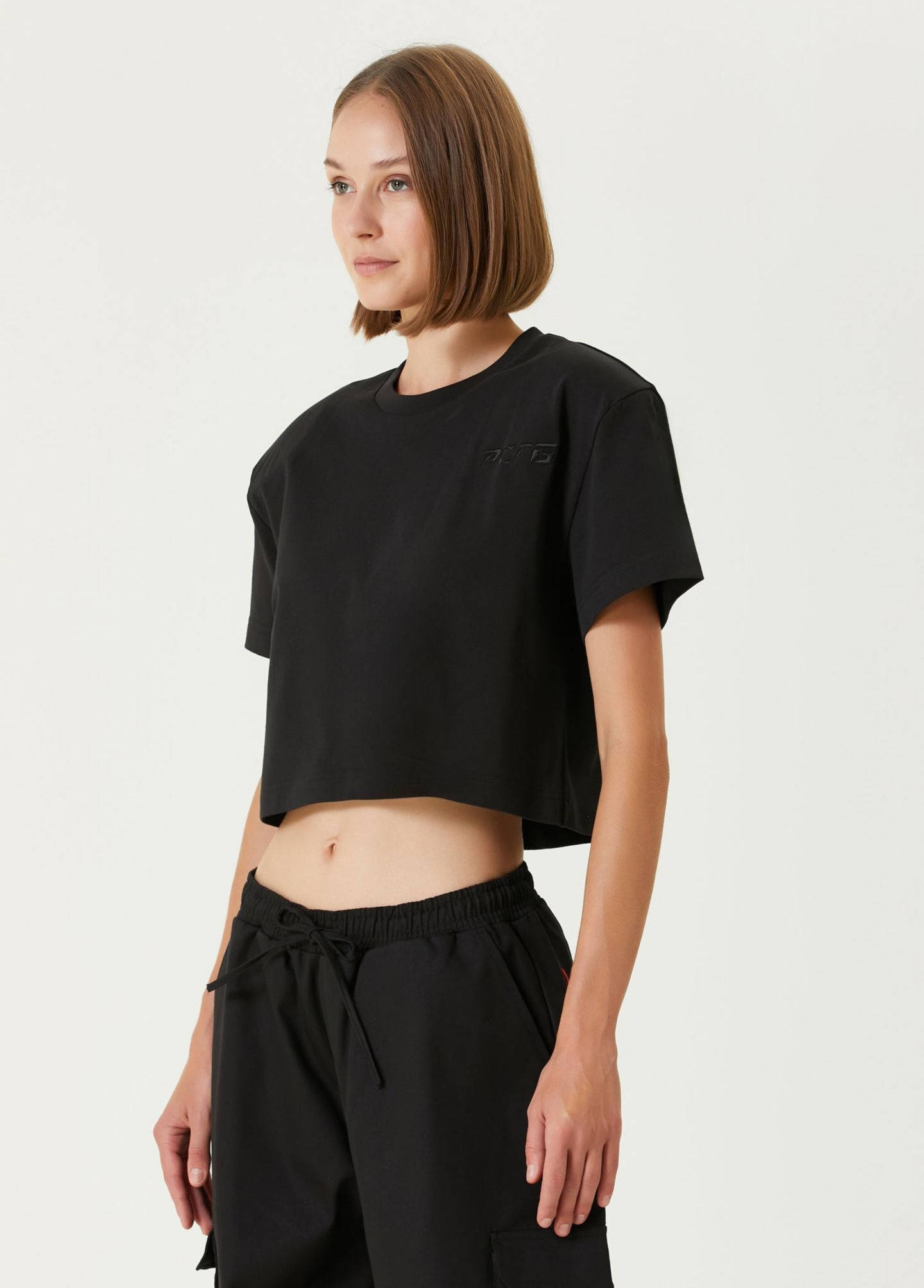 Женская футболка PCFG Cotton Your Itch Shoulder Padded, цвет: Угольно-чёрный — фото 5