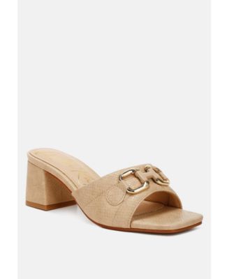 Womens Bellamy Horsebit Detail Snake Print Sandals