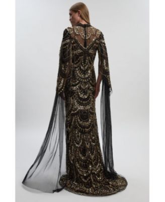 Women's Beaded Midaxi Cape Dress