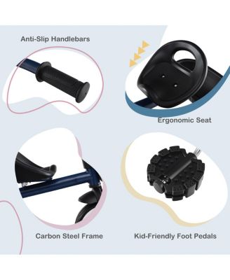 Toddler Tricycle with Adjustable Seat and Storage Baskets for 1.5-5 Years Old-Navy