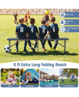 6 Feet Plastic Folding Bench Portable Seat with Handle and Lock