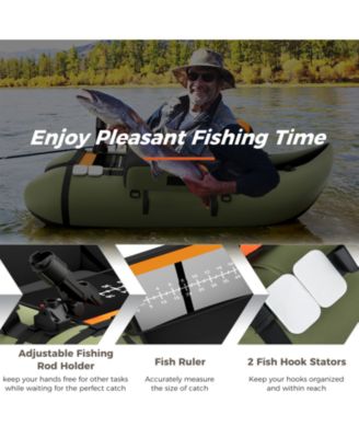 Inflatable with Pump, Storage Pockets, and Fish Ruler Fishing Float Tube