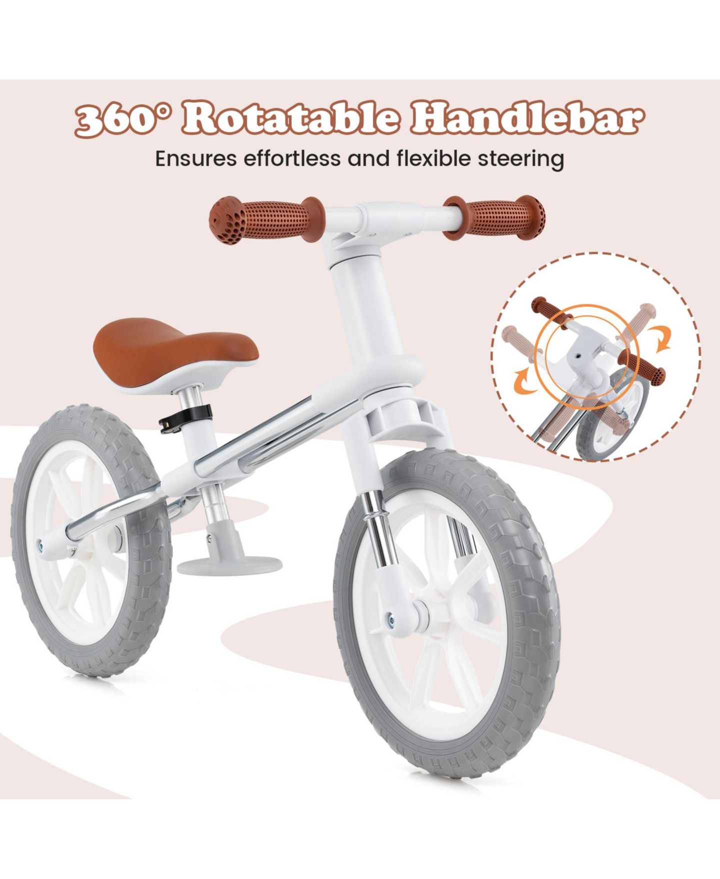 Детская игрушка SUGIFT 12 Inch No-Pedal Balance Bike with Adjustable Seat, Ages 2-5, цвет: Белый — фото 9