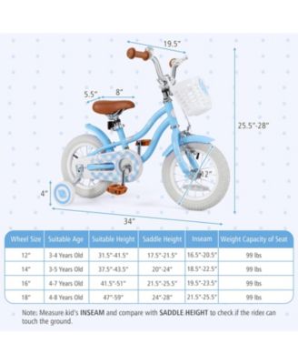 Kids Bike with Basket, Adjustable Seat & Training Wheels