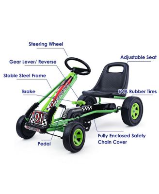 4 Wheels Kids Ride On Pedal Powered Bike Go Kart Racer Car Outdoor Play Toy