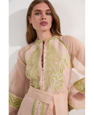 Women's Embroidered Balloon Sleeve Maxi Dress