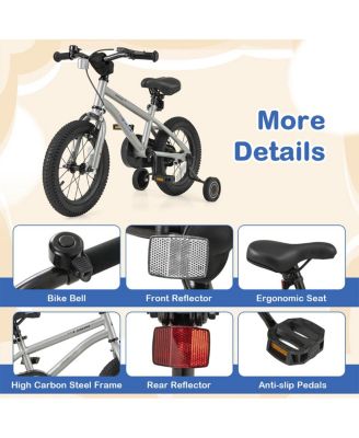 14 Inch Kids Bike Bicycle for Boys Girls 3-5 with High Carbon Steel Frame