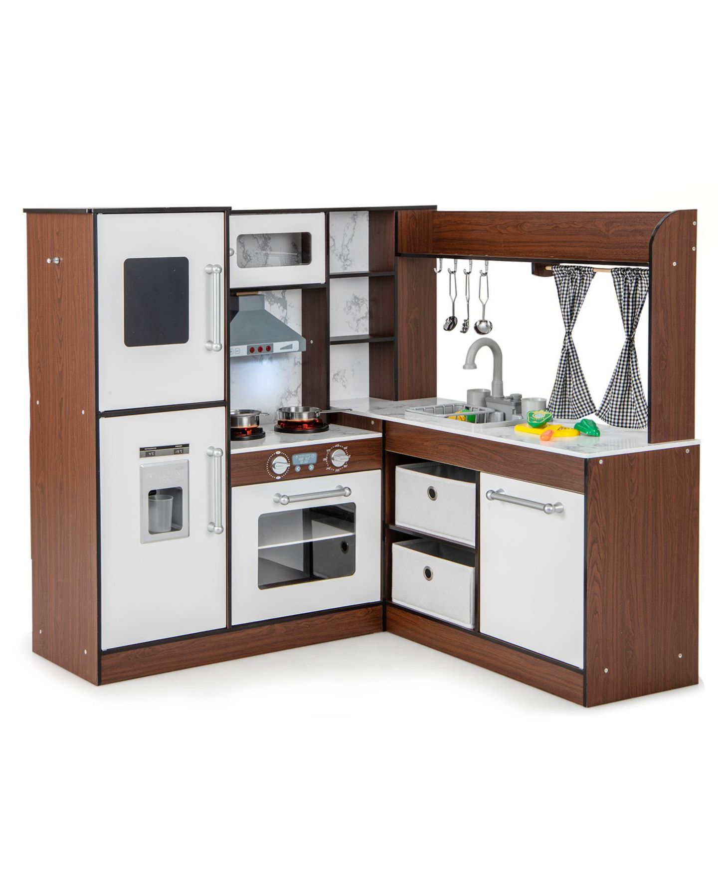 Детская игрушка SKONYON Wooden Corner Water-Circulating Play Kitchen, Ages 3+, цвет: Коричневый — фото 1