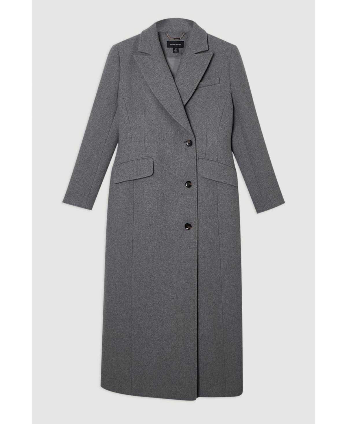 Karen Millen Women's Wool Blend Tailored Fitted Maxi Coat