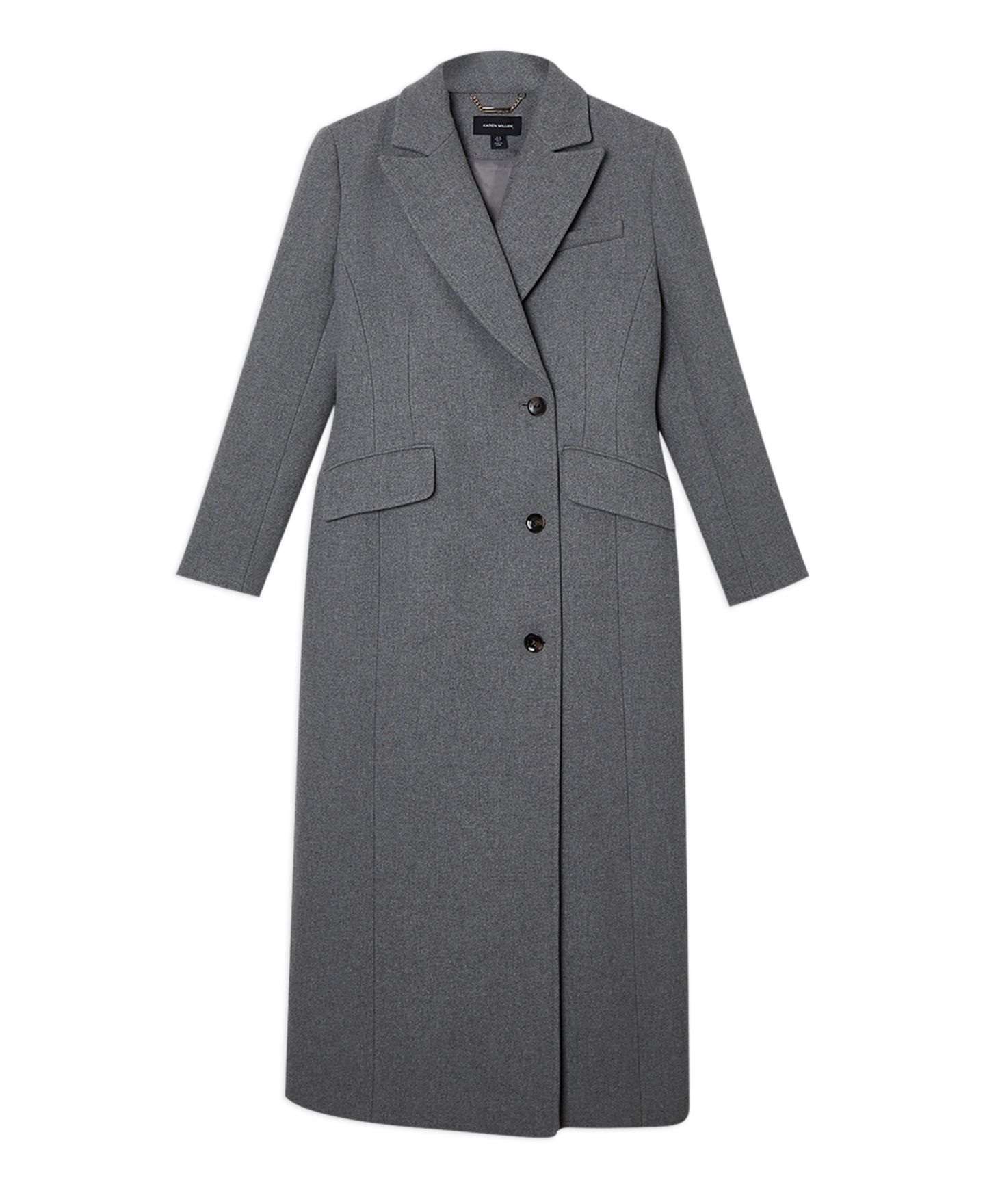 Женское пальто Karen Millen Wool Blend Tailored Fitted Maxi, цвет: Серый меланжевый — фото 7