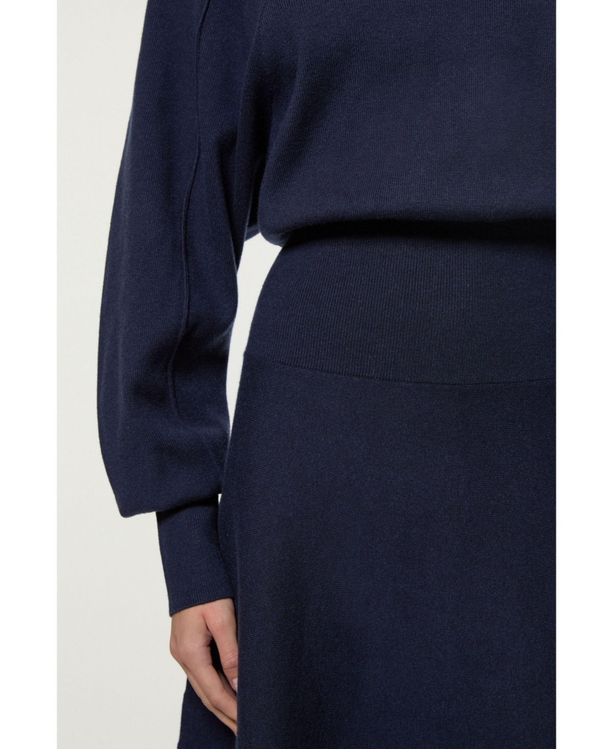 Karen Millen Women's Wool-Look Rounded Sleeve Knit Midi Dress