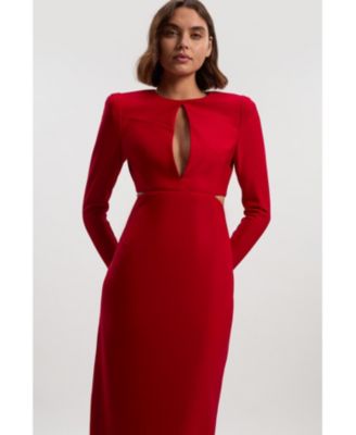 Women's Scuba Crepe Plunge Maxi Dress