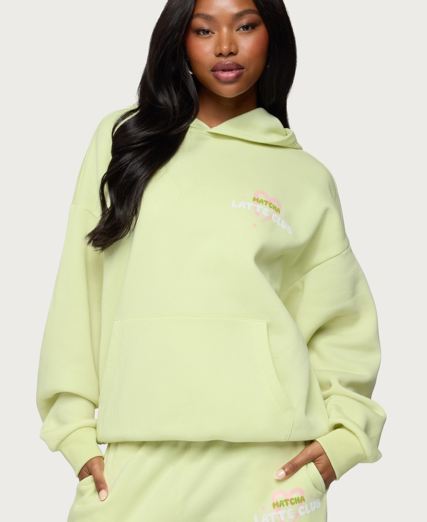 Женское худи Edikted Matcha Lover Oversized, цвет: Зелёный — фото 1