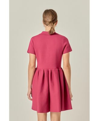 Women's Peplum Mini Knit Dress With Big Button Details