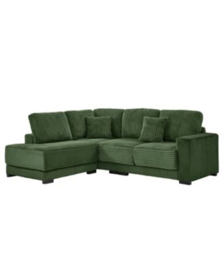 Streamdale 93" L-Shaped Corduroy Sectional Sofa with Reversible Chaise (Green