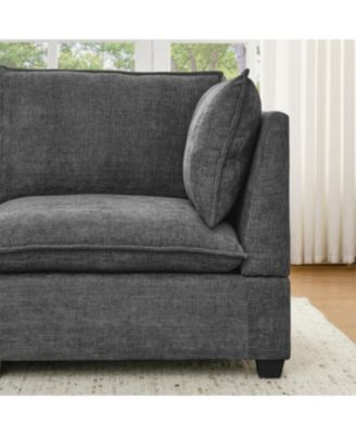 Cloud 4-Seat Chenille Sofa Sleeper with Ottomans & Pillows (Grey)