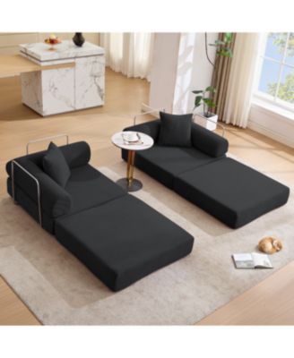 Streamdale Modular Couch Sofa Bed for Apartment, Convertible Sofa Bed, Black Corduroy