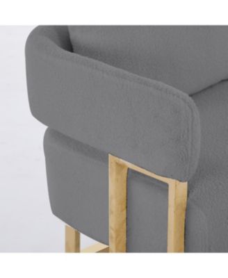Streamdale Modern Teddy Fleece Upholstered Chair with Gold Metal Legs, Grey