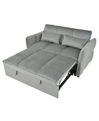 Streamdale 3-in-1 Velvet Pull Out Couch Bed with Reclining Backrest & Pillows (Dark Grey