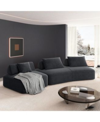 Streamdale Modern Light Luxury Oversized Modular Sectional Sofa, Fluffy Chenille, Removable Backrests, Dark Grey