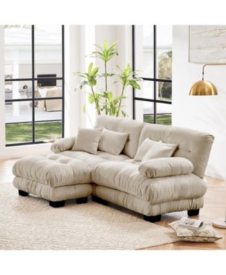 Streamdale Cloud Couch Chenille 2 Seater Sofa with Pillows & Ottoman