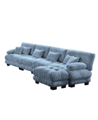 Free Combination Modular Sectional Sofa, L-Shaped Couch, 4-Seater Blue