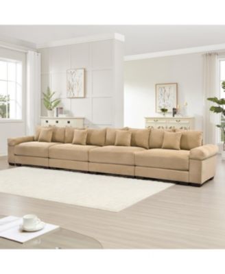 Oversized Cloud Modular Sectional Couch, Premium Corduroy 3-Seater, Camel